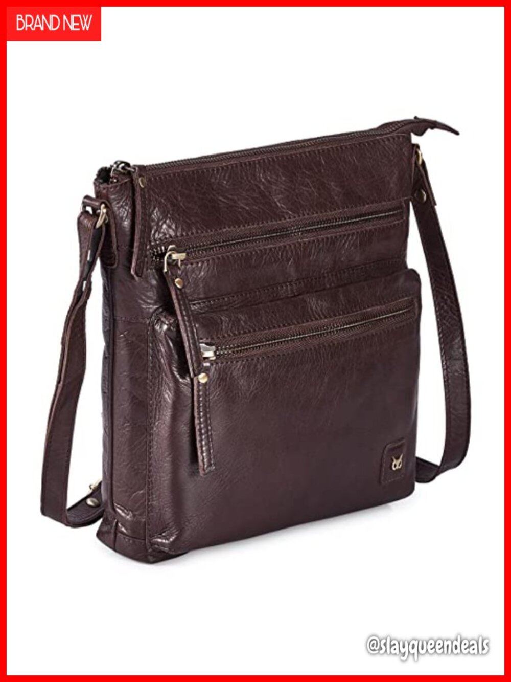 Full-Grain Cow Leather Crossbody Bag Sling Purse for Travel